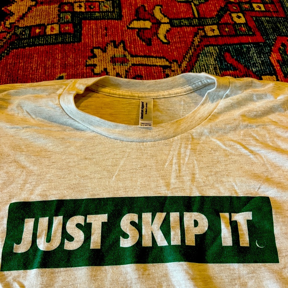 “Just skip it” Nike spoof American apparel shirt made in USA size large